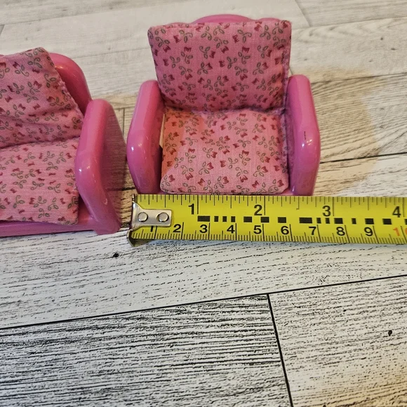 Li'L Woodzeez Pink Dollhouse Couch Chairs Reclining Living Room Set - Picture 5 of 6